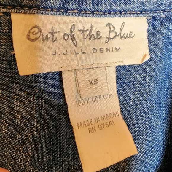 J. Jill Out of the blue denim mini dress tunic.  L/S button front. Size XS - Picture 2 of 14